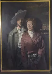 A PORTRAIT OF THE ARTIST AND A LADY Oil on panel, unframed 125cm x 90cm by George Weissbort, Oil on panel, unframed, sold Mar 2025