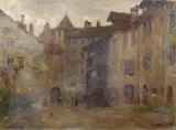 French street scene by Lucien Jonas, 1927, oil on canvas, offered Feb 2025