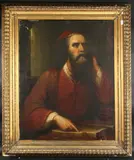 CIRCA 1865 (POSSIBLY LILY SPENCER, AMERICAN SCHOOL) A half-length portrait of a holy man pointing to a page on a book by L. Spencer, oil on canvas, offered Feb 2025