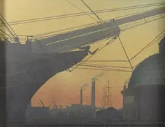 The Cutty Sark at Greenwich at twilight by Cornelius McCarthy, oil on canvas, sold Feb 2025