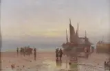 Fishing boats unloading on a beach by Duncan Fraser McLea, 1900, oil on canvas, offered Feb 2025