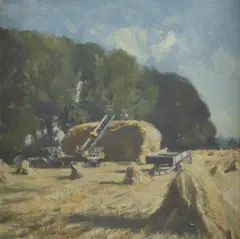 The Harvest 1960 by Stanley Orchart, oil on board, sold Feb 2025