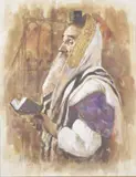 Portrait of a Rabbi reading, pen by Alexi Jawdokimov, ink and watercolour, offered Feb 2025
