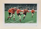 Coloured photo print - legendary Wales and Lions fly by Rugby Greats Series limited edition, print, offered May 2023