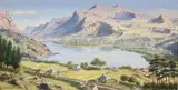 Llanberis, Llyn Padarn from Bryn yr Efail by G. Warren Williams, oil on board, offered May 2023