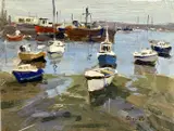 Low Water Porth Penryn by John Boyce, oil on board, sold Apr 2023