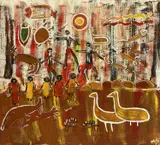 Rockshell by Indiginous Australian Artwork, oil on canvas, sold Apr 2023