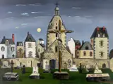 Cemetary of Lancieux (Brittany) by Fred Uhlman, oil on canvas, sold Apr 2023