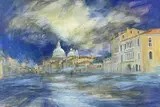 Entitled verso 'Villa Cavalli by Ronald Lowe, mixed media, sold Apr 2023
