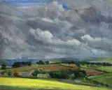 Fields by John Cyrlas Williams, oil on canvas, sold Apr 2023