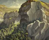 Foothills of the Drakensberg by Nils Severin Andersen, oil on card, sold Apr 2023