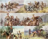 Watercolours - five WWI cavalry paintings including charging Sikh by Thomas Ivester Lloyd, watercolor, sold Apr 2023