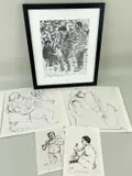 Down Bourbon Street, New Orleans by Karel Lek, ink, sold Apr 2023