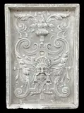 decorated in the Renaissance style with masks and foliage 64h x 46w cmComments: lower border damaged by Plaster Relief Panel, sculpture, sold Apr 2023
