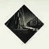 Monochrome etching - lozenge shaped entitled verso on by David Carpanini limited edition, etching, sold Apr 2023