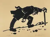 Untitled by Kyffin Williams Ra limited edition, linocut, sold Apr 2023