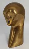 POLISHED BRONZE HEAD, inspired by African Congo sculpture by Modernist Limited Edition, BRONZE, sold Apr 2023