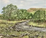 Untitled by Gwyn Davies, oil on board, offered Mar 2023