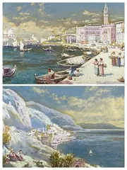 Riva Schiavone, Venice' and 'Amalfi Gulf of Salerno by Charles Rowbotham, watercolor, sold Mar 2023