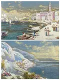 Riva Schiavone, Venice' and 'Amalfi Gulf of Salerno by Charles Rowbotham, watercolor, sold Mar 2023