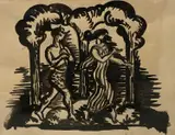 pen and ink - Satyr and Maiden, 26.5 x 32.5cms by Helen M Steinthal, ink, sold Feb 2023