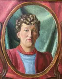 Meryl Watts Self Portrait by Meryl Watts, oil on board, offered Feb 2023