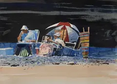 watercolour, titled verso - 'Sitting Under the Black Wall', by Rob Piercy Rca Rwsw, watercolour, sold Feb 2023