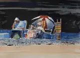 watercolour, titled verso - 'Sitting Under the Black Wall', by Rob Piercy Rca Rwsw, watercolour, sold Feb 2023