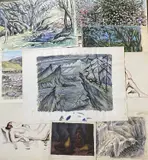 A folio containing over 100 watercolours/pencil sketches by Helen M Steinthal, pencil, sold Feb 2023