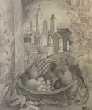 Titled verso - 'Fruit by Helen M Steinthal, pencil, sold Feb 2023