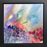 LAVENDER SOUP II' an abstract flower study by Julie Ann Scott, acrylic on canvas, sold Mar 2020