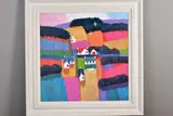 HILLSIDE HOUSES' cottages in a colourful Scottish landscape by David Body, acrylic on canvas, sold Mar 2020