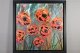 TIGER MIMICS' stylised wild flower blossoms by Clare Sykes, acrylic on canvas, sold Mar 2020