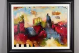 CITY COLOURS IV' a colourful abstract composition by John and Elli Milan, mixed media on board, sold Mar 2020