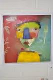 QUINCE' an abstract portrait by Terri Hallman, mixed media on paper, sold Mar 2020