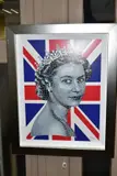 HAPPY AND GLORIOUS' a limited edition print 45/95, a portrait of the Queen set against a Union Jack by Paul Normansell, print, sold Mar 2020