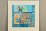 'Harmony in Blue', a limited edition print of flowers and fruit, by Barbara Stewart, print, sold Feb 2020