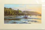 'Eventide', a limited edition print of boats at low tide, 180/395, by Peter Symonds, print, sold Feb 2020