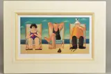 'The Sun Worshippers', a limited edition print, 272/495, of figures by Paul Greenwood, print, sold Feb 2020