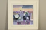 HEARTS AND TULIPS' a still life table setting by Emma S Davis, mixed media on board, sold Feb 2020