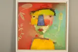 QUINCE' an abstract portrait by Terri Hallman, mixed media on paper, offered Feb 2020