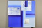 BLUE HARMONY III' an abstract study in blue and silver by Linda Charles, acrylic and silver, sold Feb 2020