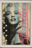 Blondie-pink on blue by Keith Stewart, mixed media on board, sold Feb 2020