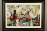 Abstract montage v by John and Elli Milan, mixed media on board, sold Feb 2020