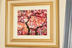 CRIMSON COLOURS' tree blossoms by Timmy Mallett, acrylic on board, sold Feb 2020