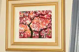 CRIMSON COLOURS' tree blossoms by Timmy Mallett, acrylic on board, sold Feb 2020