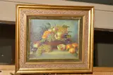 a still life study of grapes, apples and peaches in a bowl, by Maria Szucs Muller, oil on board, offered Feb 2020