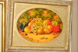 A still life of fruit against a mossy background by John F. Smith, oil on board, sold Feb 2020