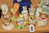 comprising 'Old Mr Bounder', 'Mrs Tiggy Winkle Takes Tea', by Nine Royal Albert Beatrix Potter Figures, watercolor, sold Feb 2020