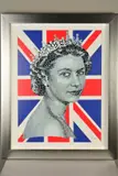 HAPPY AND GLORIOUS' a limited edition print 45/95, a portrait of the Queen set against a Union Jack by Paul Normansell, print, offered Feb 2020